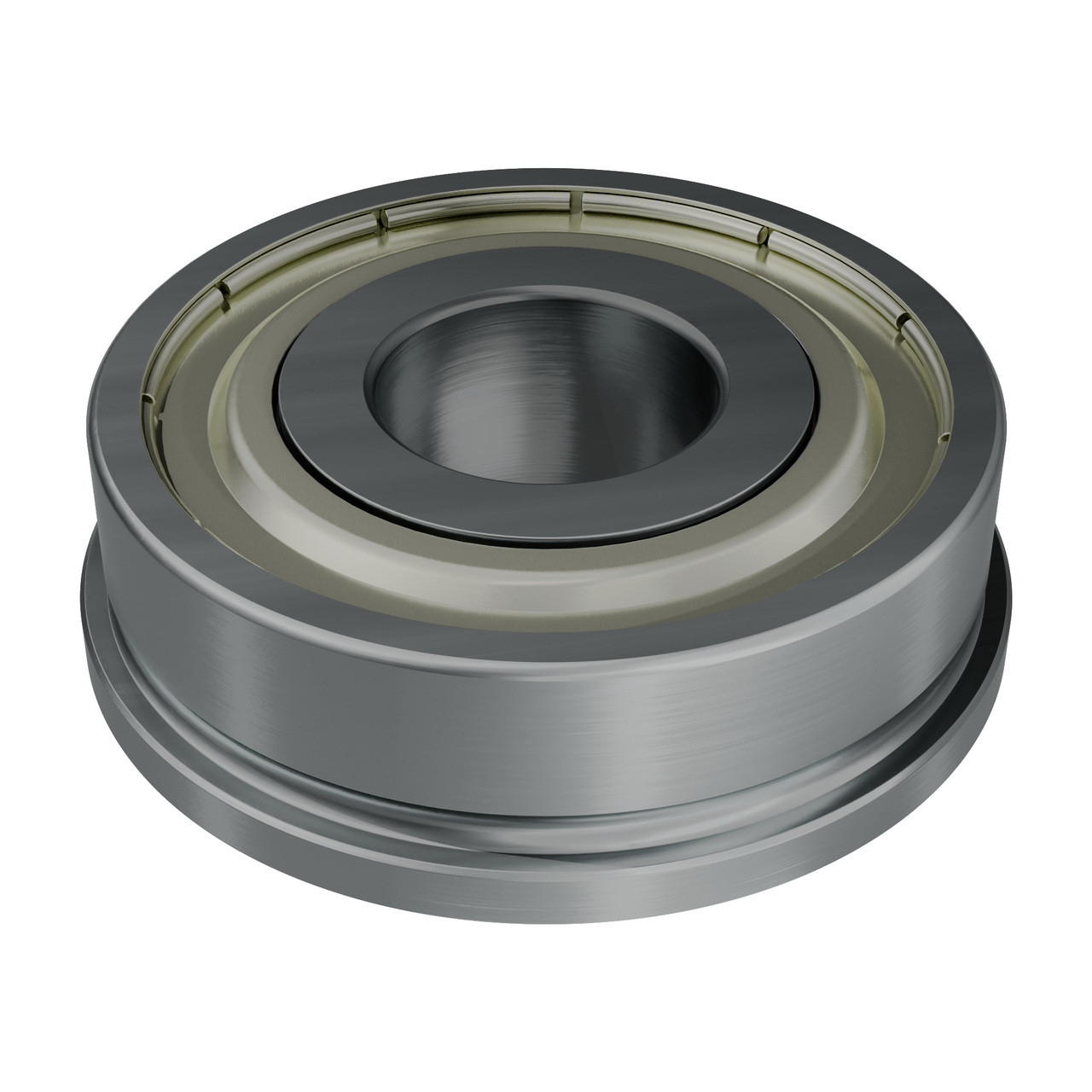 goBILDA 1601-1032-0012 12×32×10 mm Flanged Ball Bearing (render)