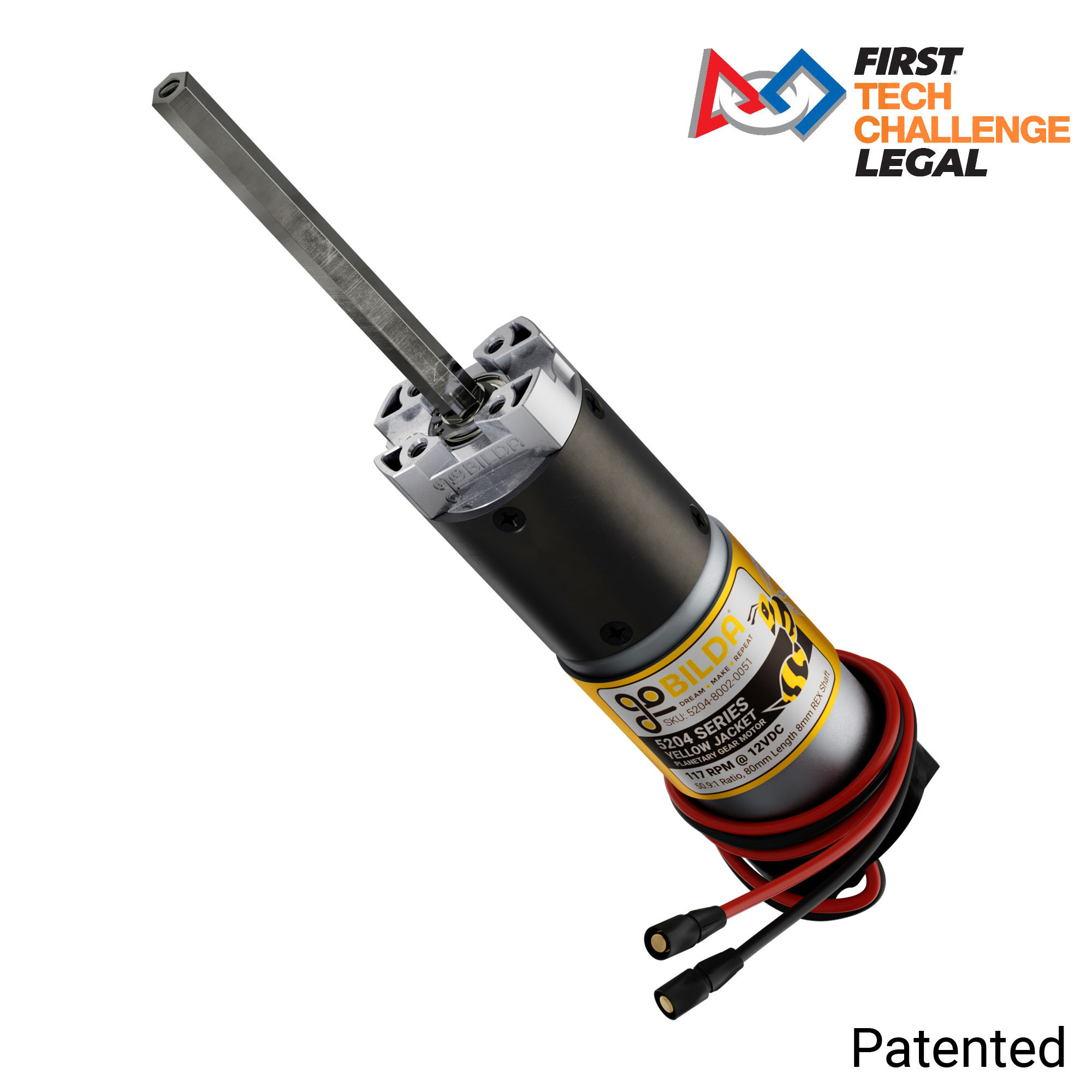 5204 Series Yellow Jacket Planetary Gear Motor (50.9:1 Ratio, 80mm