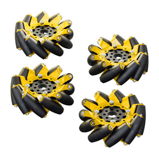 96mm Mecanum Wheel Set (70A Durometer Bearing Supported Rollers) 96mm Mecanum Wheel Set (70A Durometer Bearing Supported Rollers)
