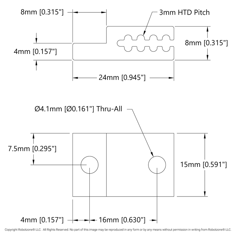 ロッド kpit 3mm Pitch HTD Timing Belt Clamp (1-1) - 2 Pack - goBILDA®