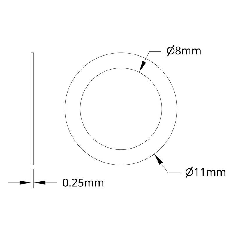 2807 Series Stainless Steel Shim (8mm ID x 11mm OD, 0.25mm