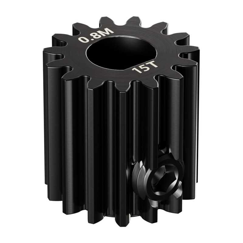 2303 Series Steel, MOD 0.8 Pinion Gear (6mm D-Bore, 15 Tooth