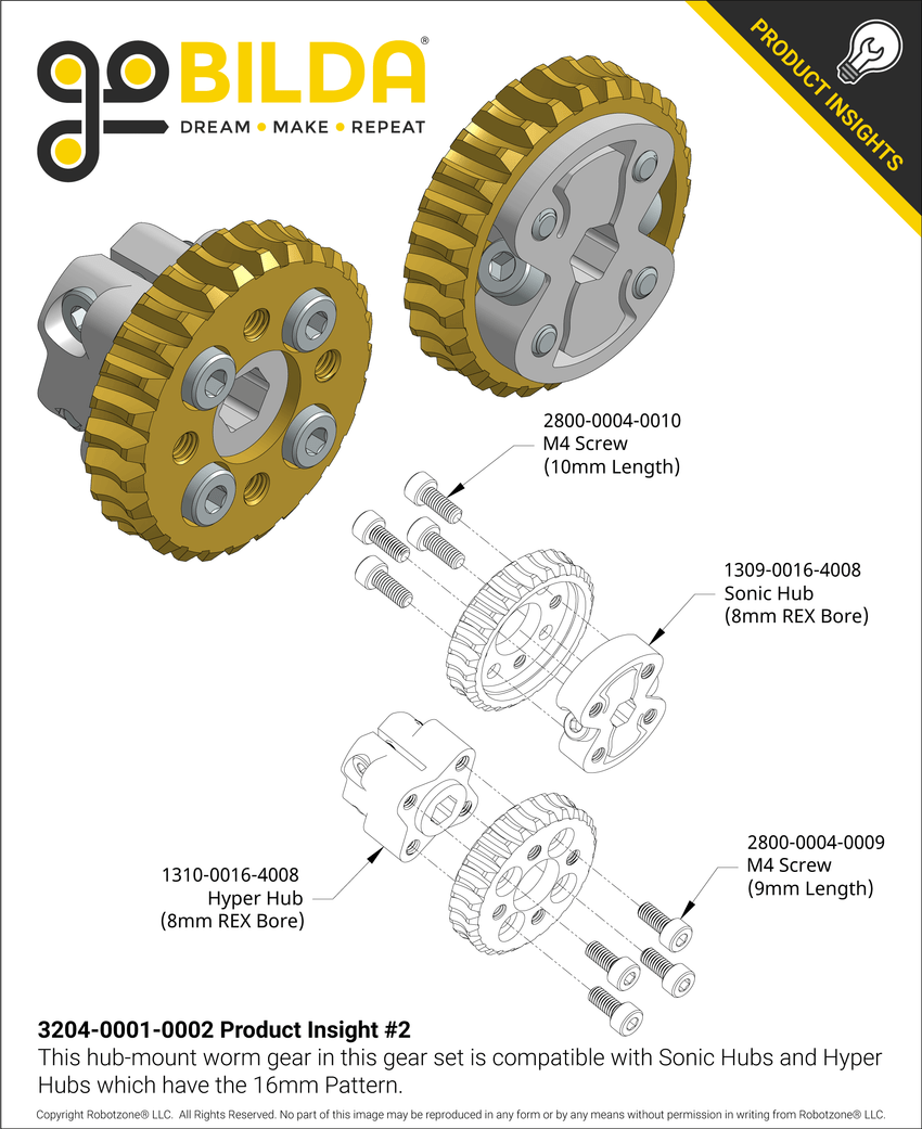 Worm Gear Set (281 Ratio, 8mm REX™ Bore Worm) goBILDA®