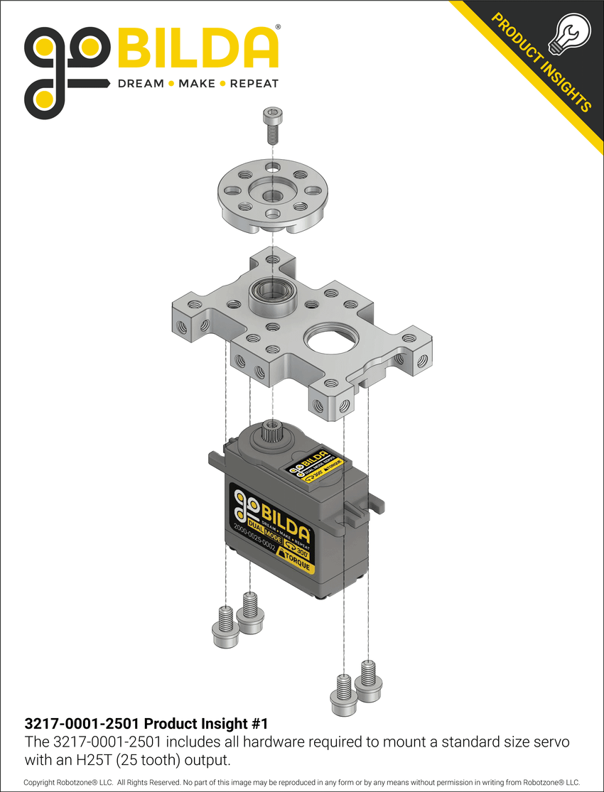 Compact ServoBlock® (43mm Width, For Standard Size H25T Spline Servo ...