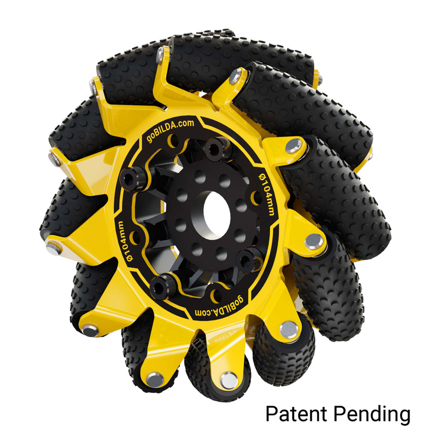 Grip Wheel Rover GripForce™ Mecanum Wheel Set (Ø104mm, 40A Durometer Rollers) - goBILDA®