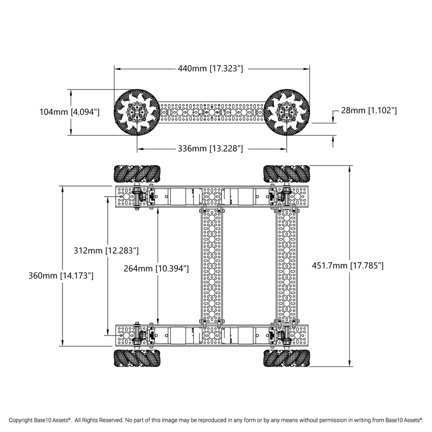 Strafer Kit Strafer® Chassis Kit (104mm GripForce™ Mecanum Wheels) - goBILDA®