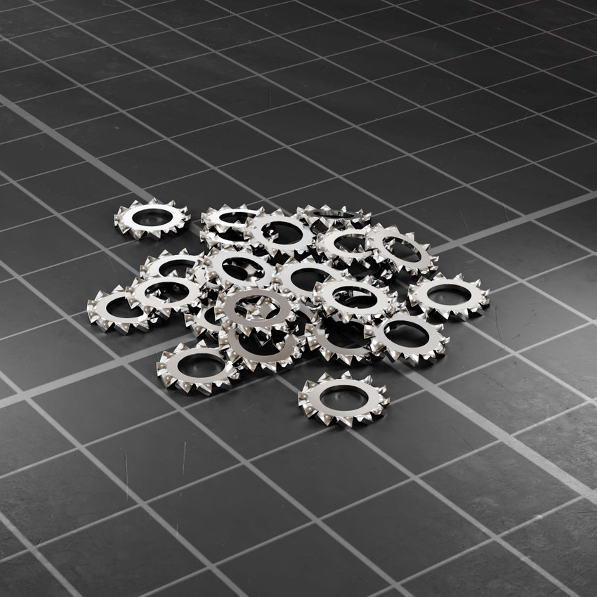 2810 Series Zinc-Plated Steel External - Tooth Lock Washer (4mm ID x 8mm OD) - 25 Pack