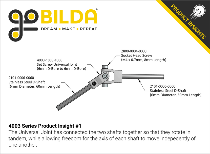 4003 Series Set-Screw Universal Joint (6mm D-Bore to 6mm D-Bore)