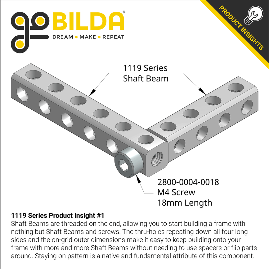 1119 Series Shaft Beam (29 Hole, 232mm Length)