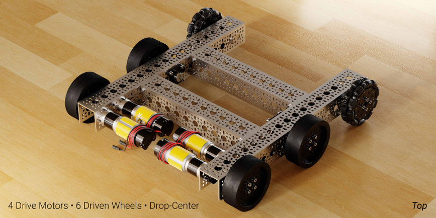 4 Drive Motors • 6 Driven Wheels • Drop-Center - Top