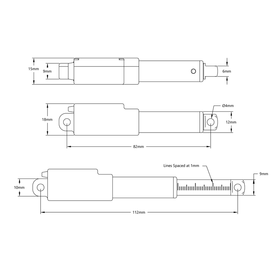 Hitec Linear Servo (30mm Stroke, 7.5mm/sec, 12.4kg Thrust)
