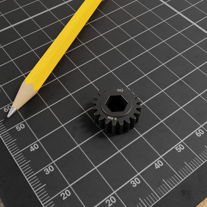 Slip-Fit Steel Pinion Gear (8mm REX® Bore, MOD 0.8, 20T)