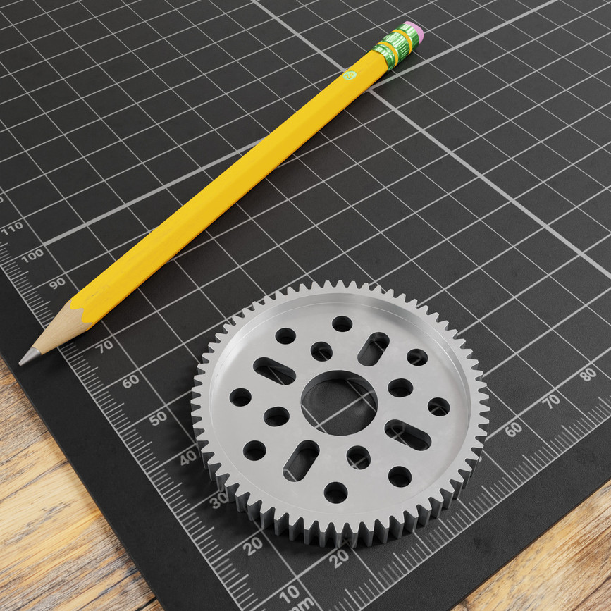 2302 Series Aluminum, MOD 0.8, Hub Mount Gear (14mm Bore, 64 Tooth)
