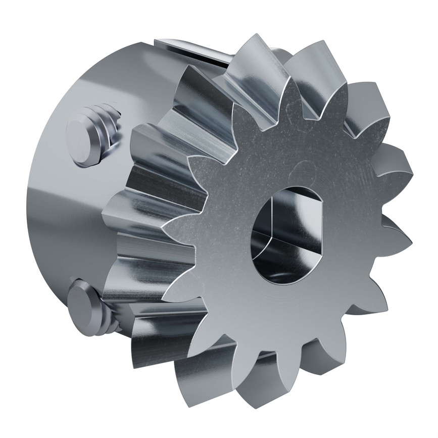2306 Series Steel, MOD 1.5, Clamping Pinion Bevel Gear (6mm D-Bore, 14 Tooth)