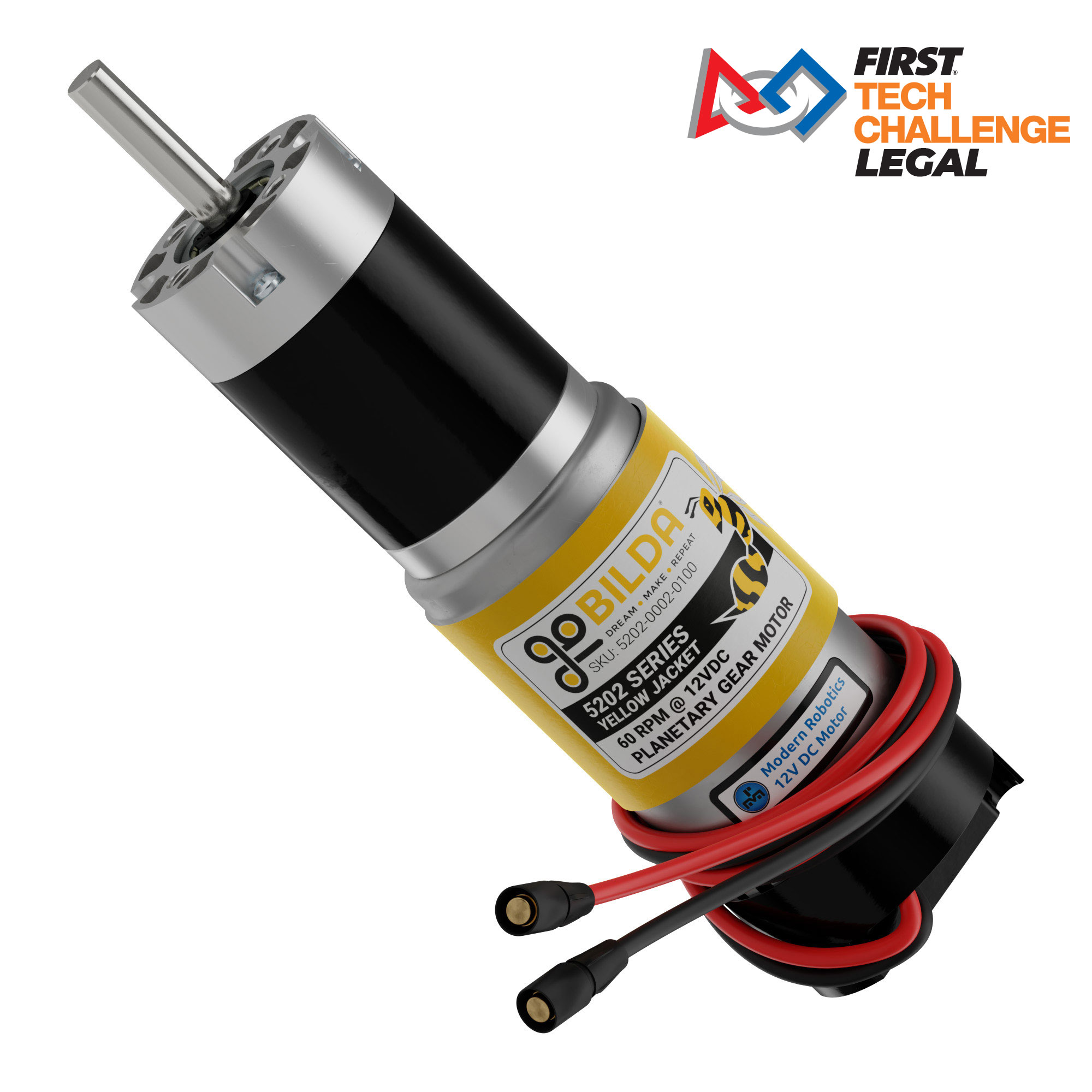 5202 Series Yellow Jacket Planetary Gear Motor (99.5:1 Ratio, 60