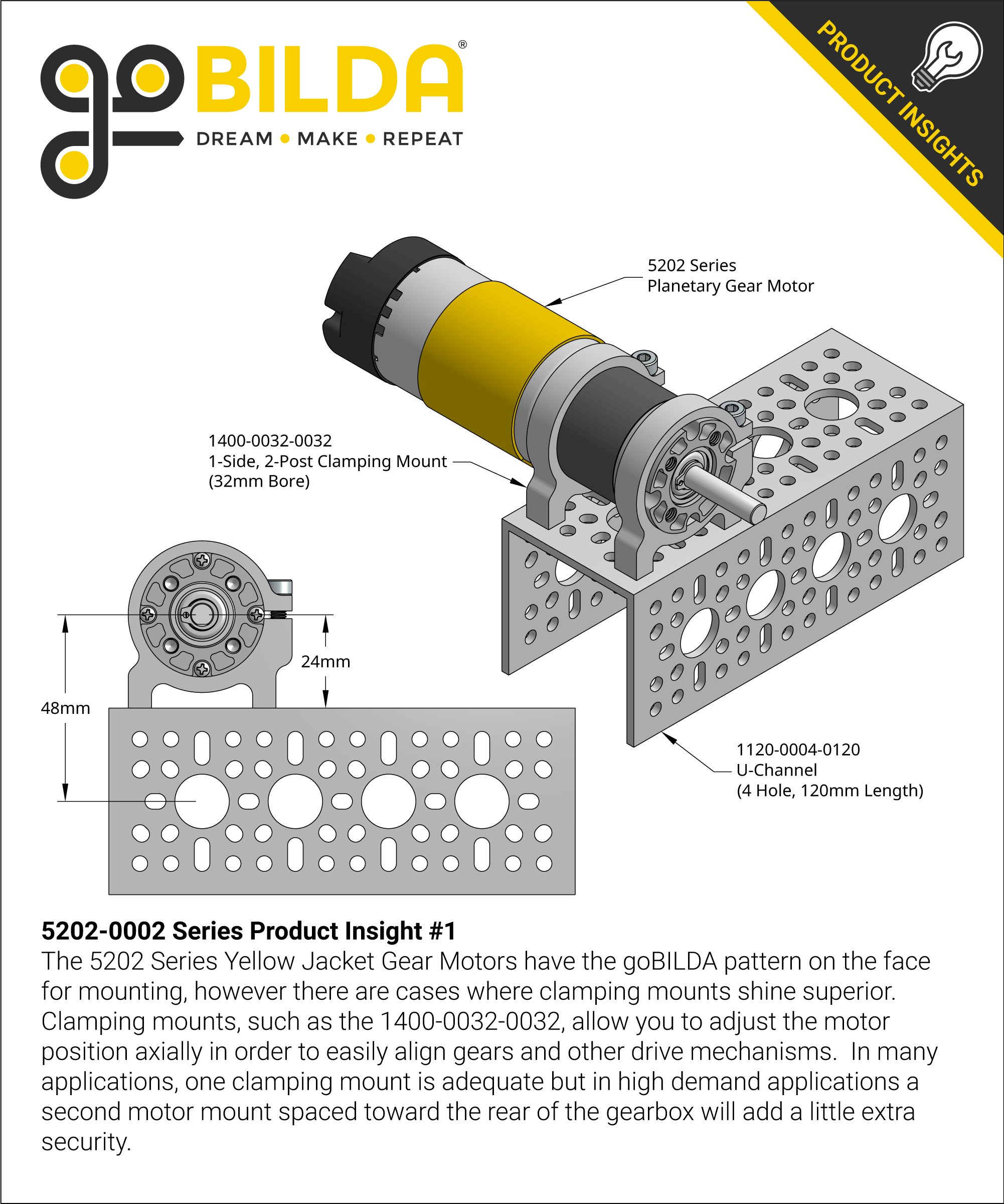 5202 Series Yellow Jacket Planetary Gear Motor (188:1 Ratio