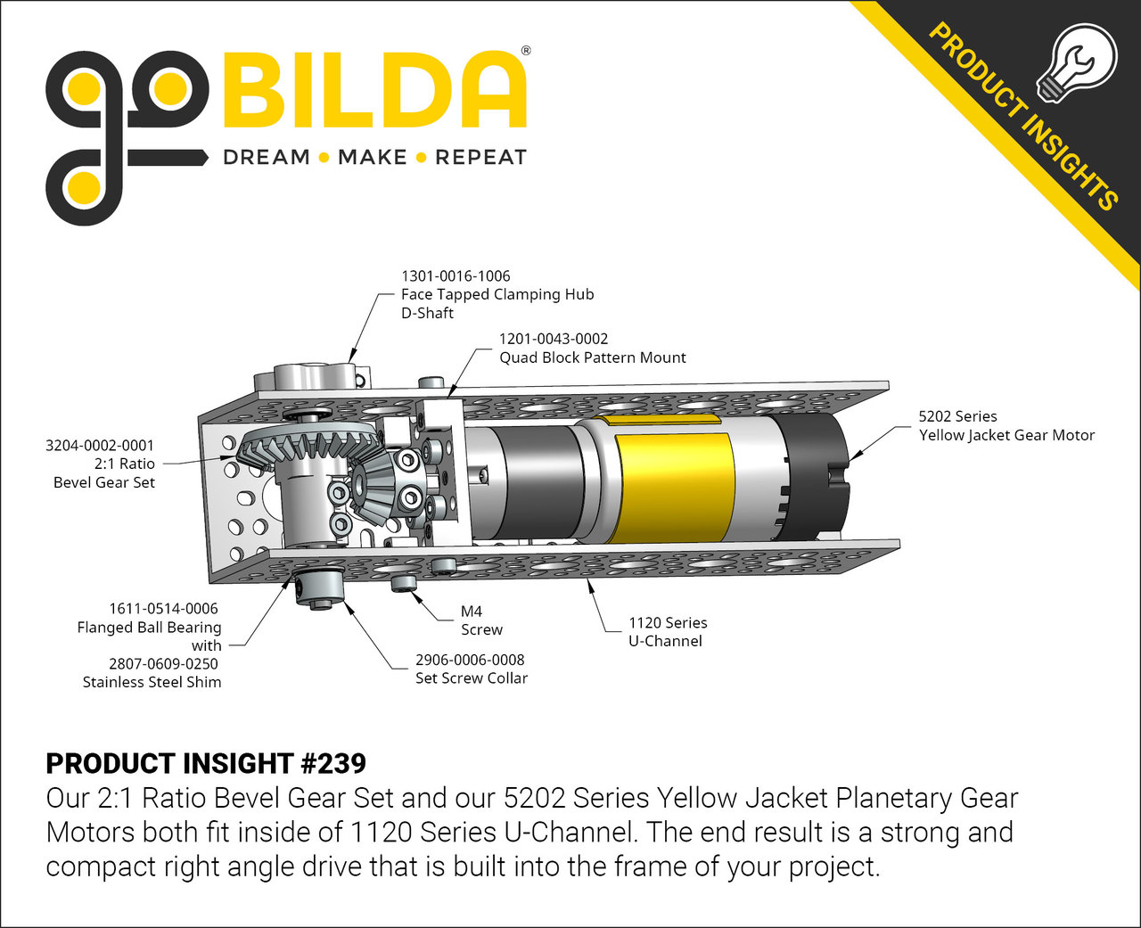 5202 Series Yellow Jacket Planetary Gear Motor (188:1 Ratio
