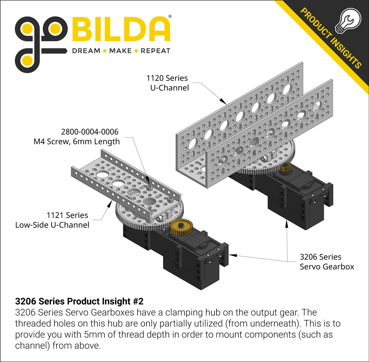 3206 Series Servo Gearbox (2:1 Ratio, Hitec HS-788HB Servo) - goBILDA®