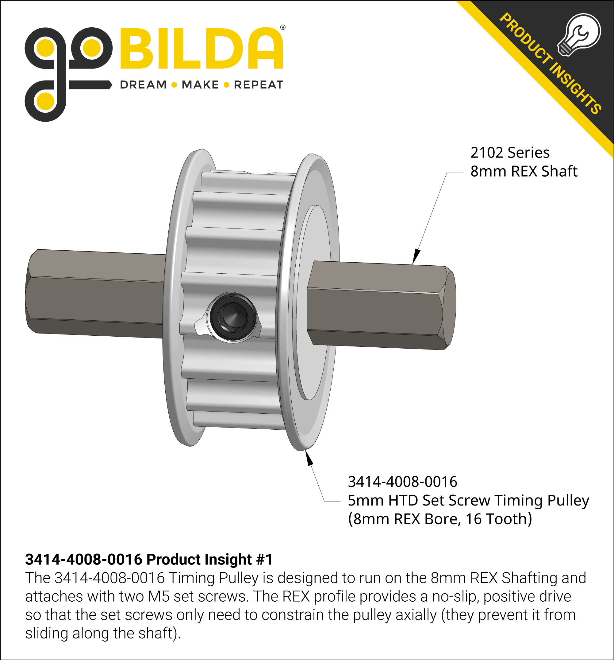 3414 Series 5mm HTD Pitch Set Screw Pinion Timing Belt Pulley (8mm
