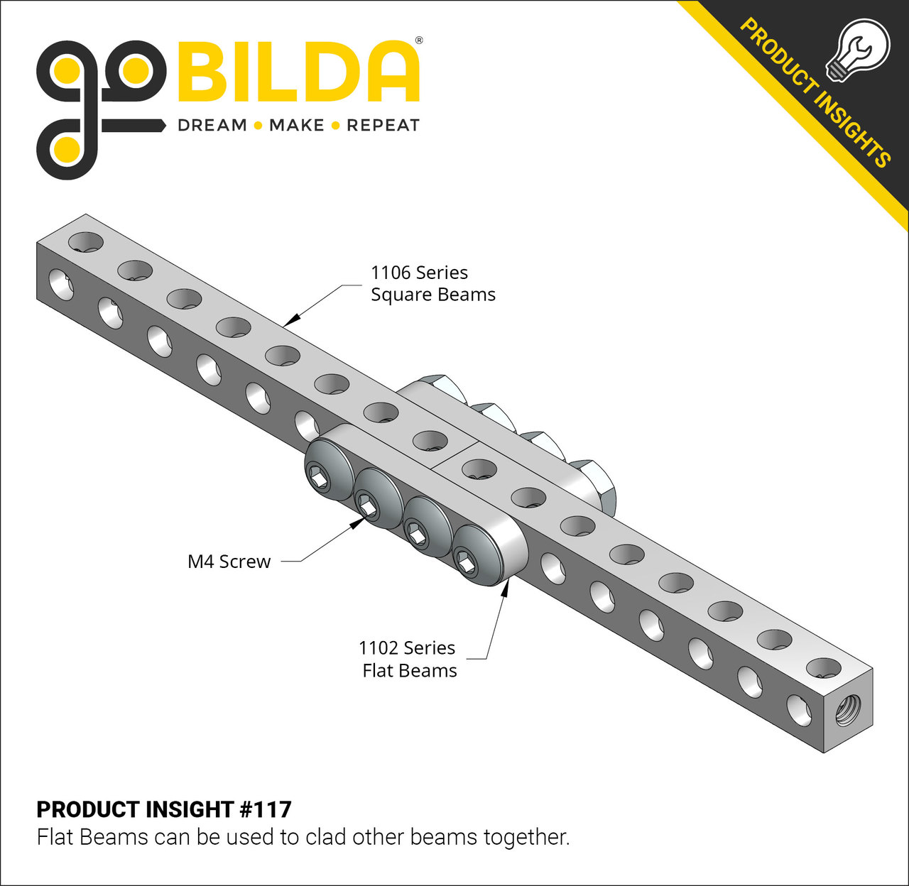 1102 Series Flat Beam (7 Hole, 56mm Length) - 2 Pack - goBILDA®