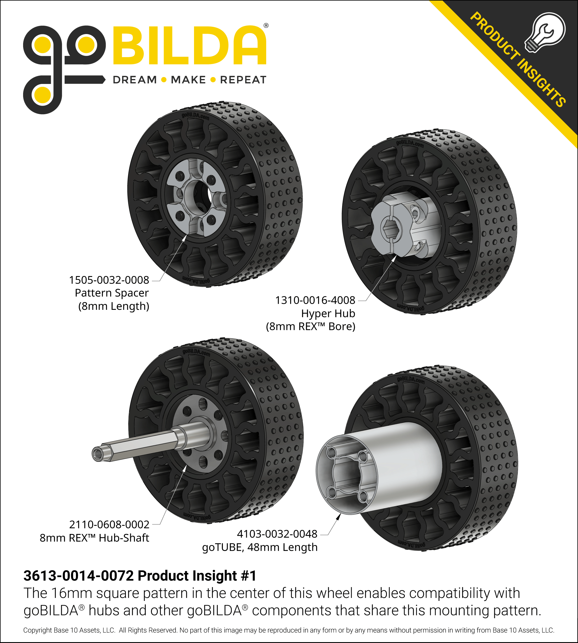 GripForce Gecko™ Wheel (14mm Bore, 72mm Diameter) - goBILDA®