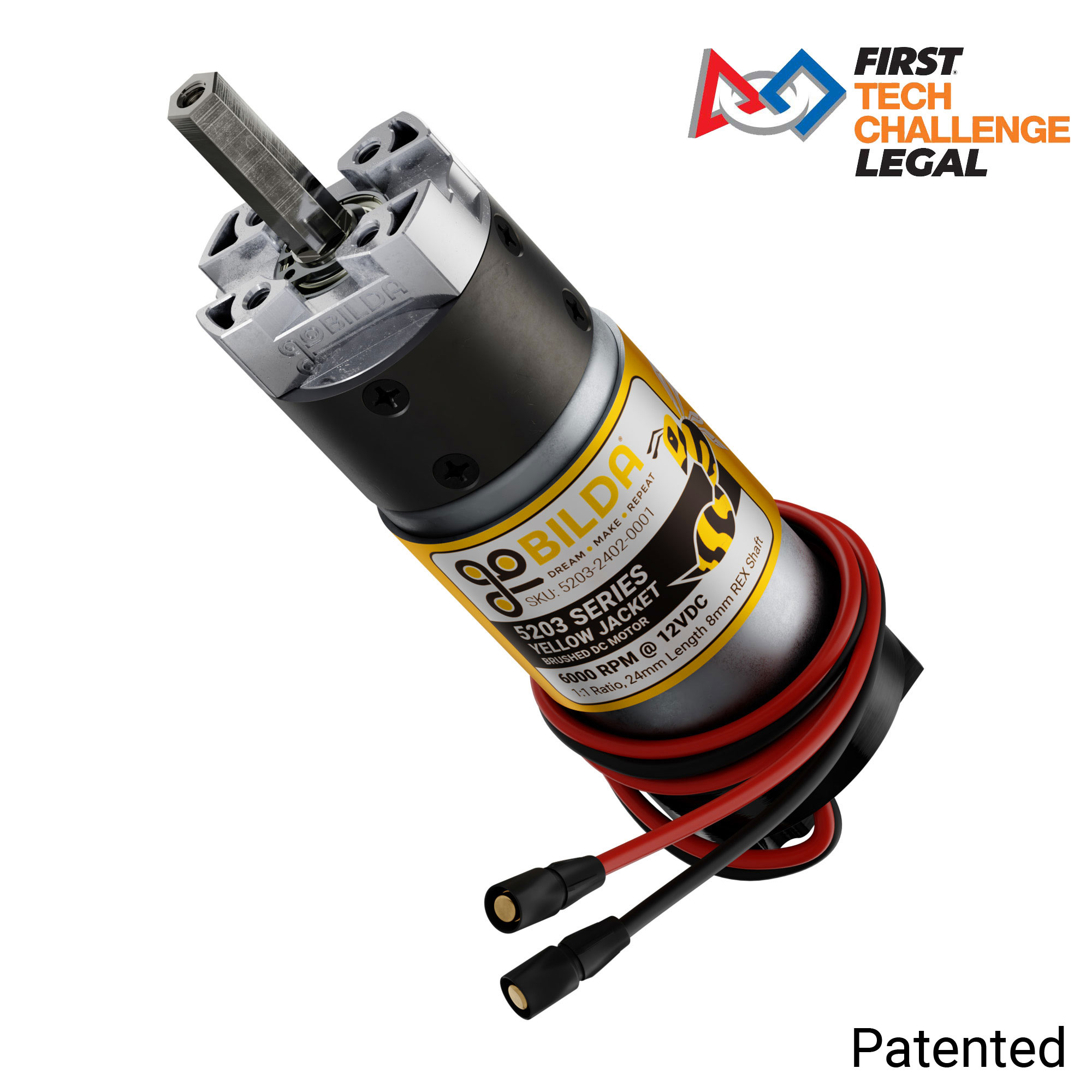 5203 Series Yellow Jacket Motor (1:1 Ratio, 24mm Length 8mm REX
