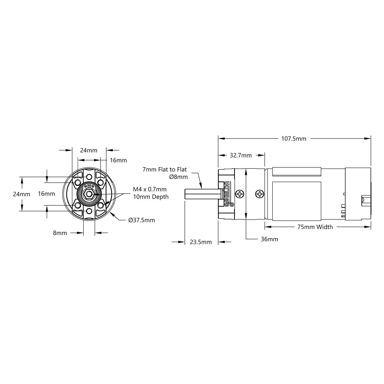 5203 Series Yellow Jacket Motor (1:1 Ratio, 24mm Length 8mm REX