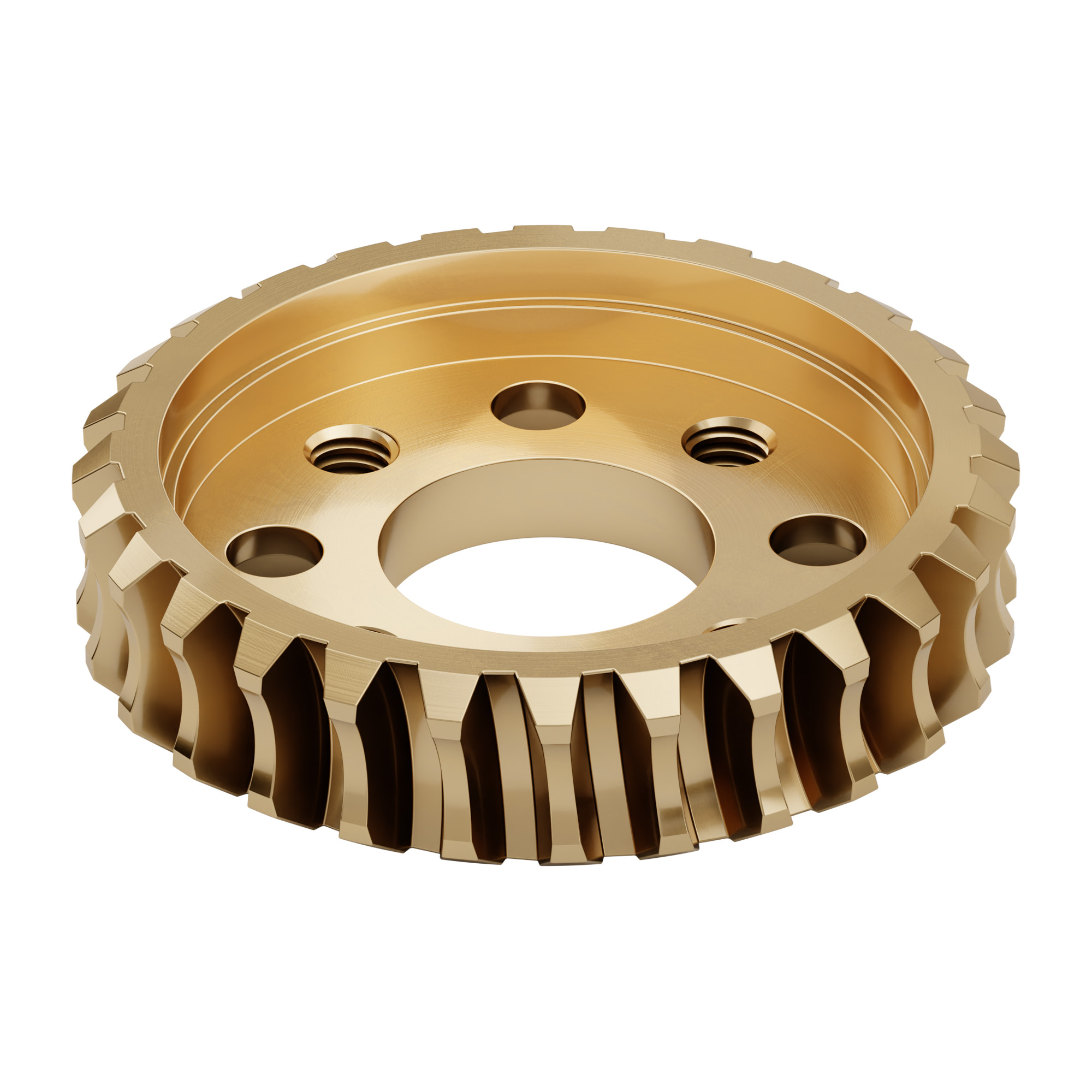 2314 Series Brass, MOD 1.25, Hub Mount Worm Gear (14mm Bore, 28 Tooth)