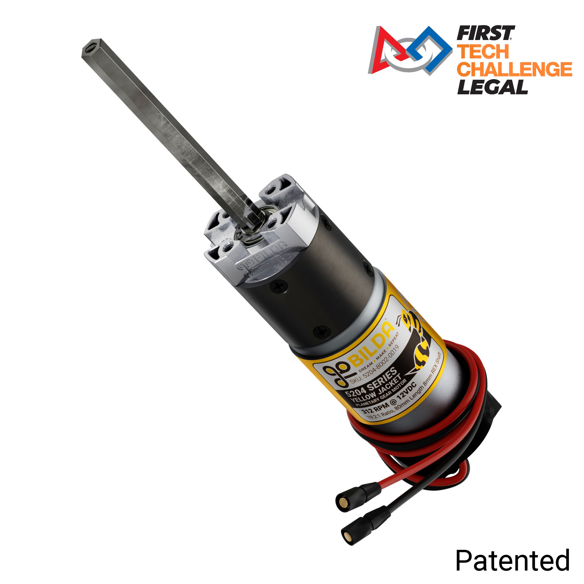5204 Series Yellow Jacket Planetary Gear Motor (19.2:1 Ratio, 80mm