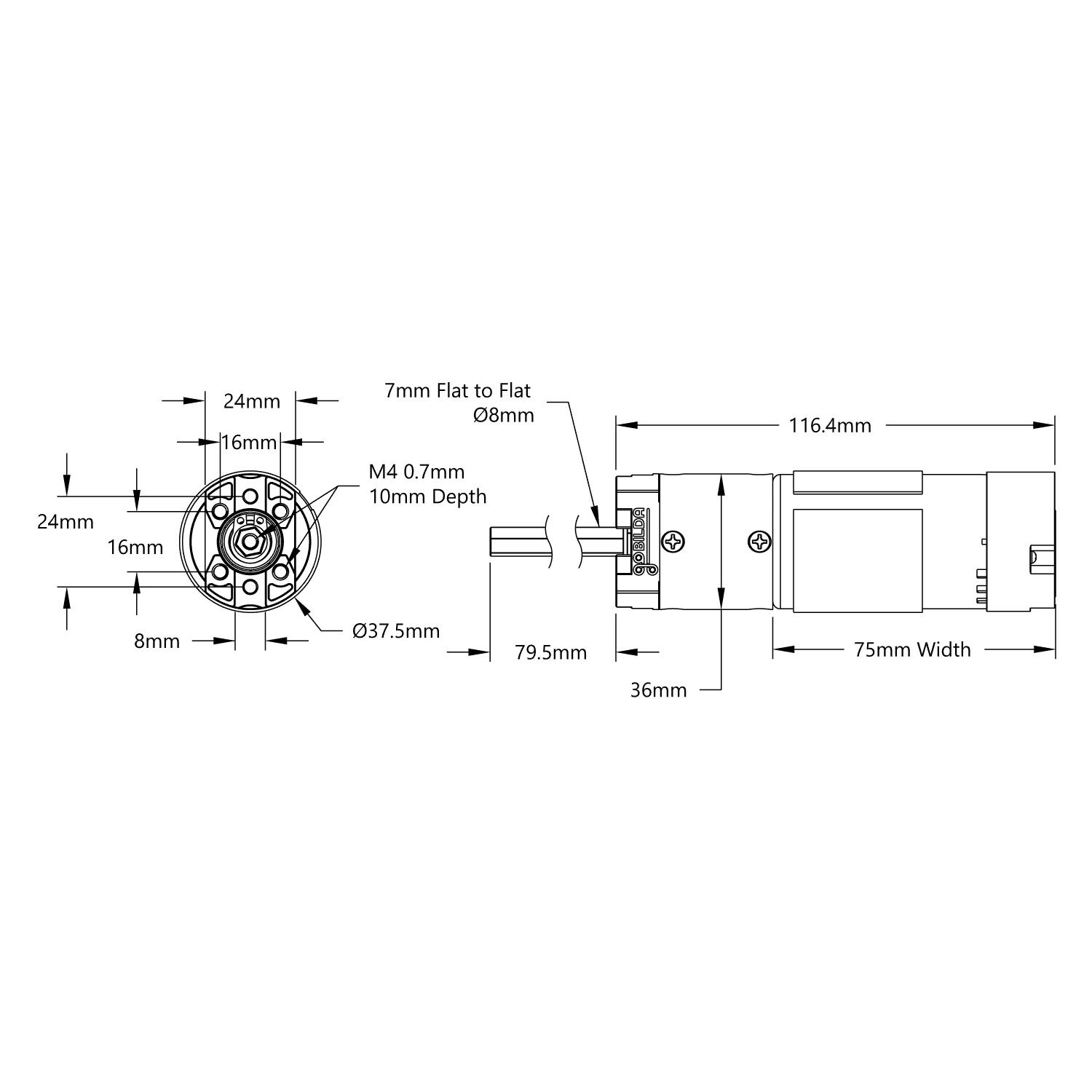 5204 Series Yellow Jacket Planetary Gear Motor (26.9:1 Ratio, 80mm