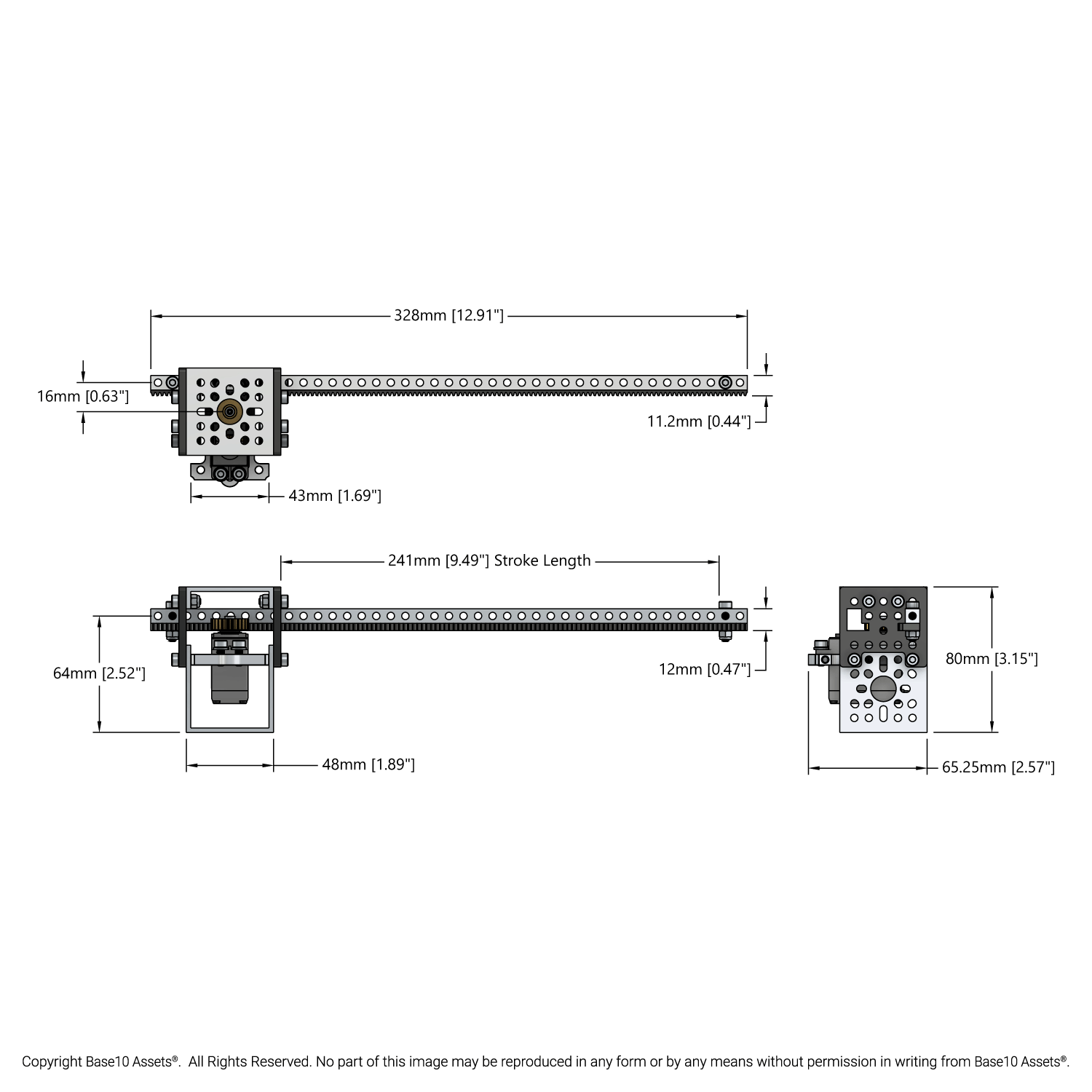 Servo-Driven Gear Rack Kit (27kg Thrust, 60 mm/sec, Single Gear Rack)