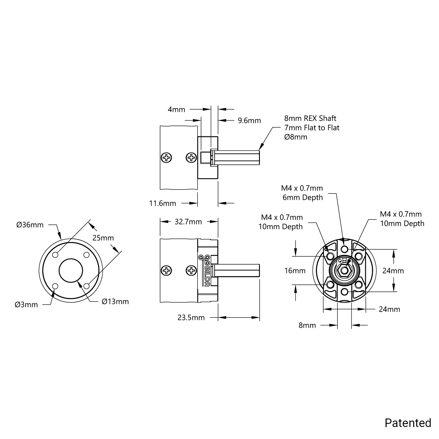 5103 Series Planetary Gearbox (3.7:1 Ratio, 24mm Length 8mm REX