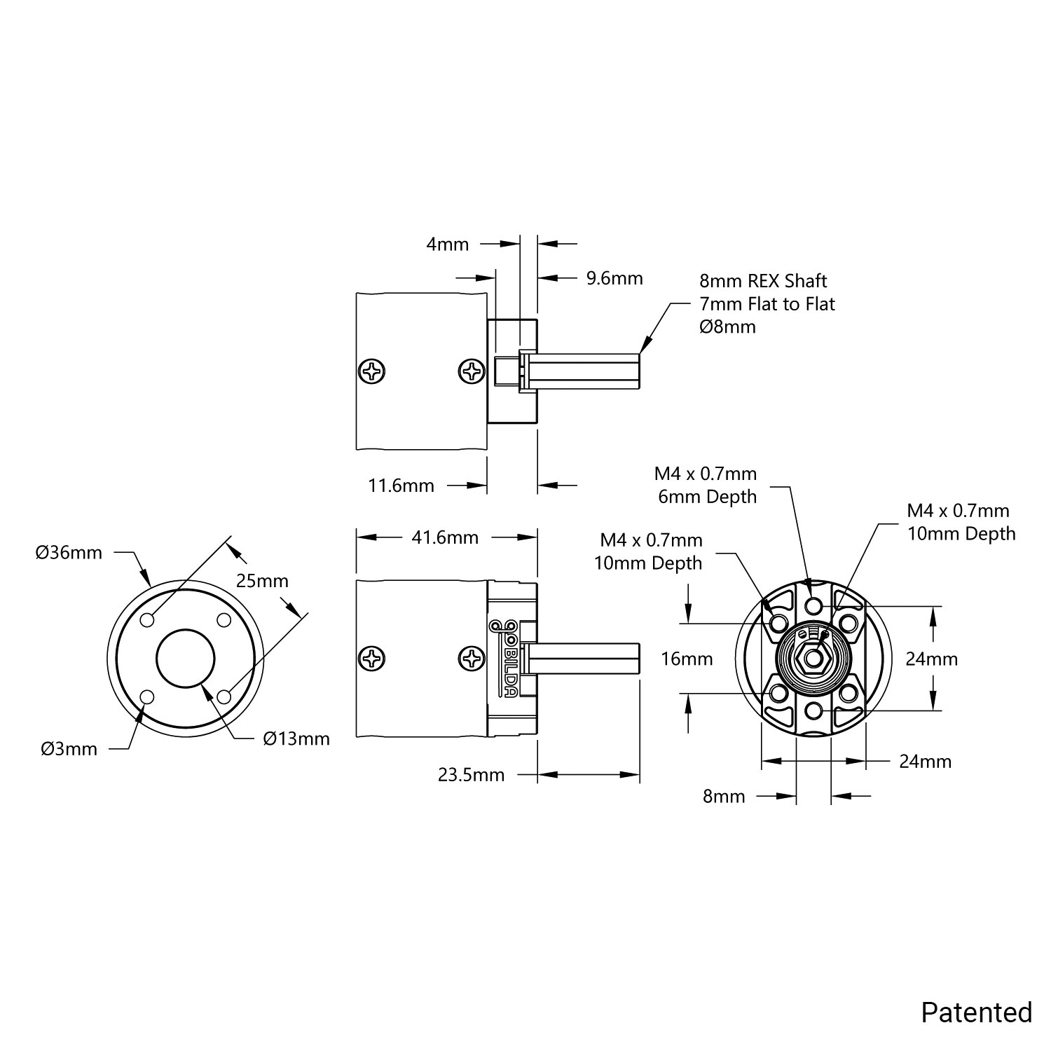 5103 Series Planetary Gearbox (19.2:1 Ratio, 24mm Length 8mm