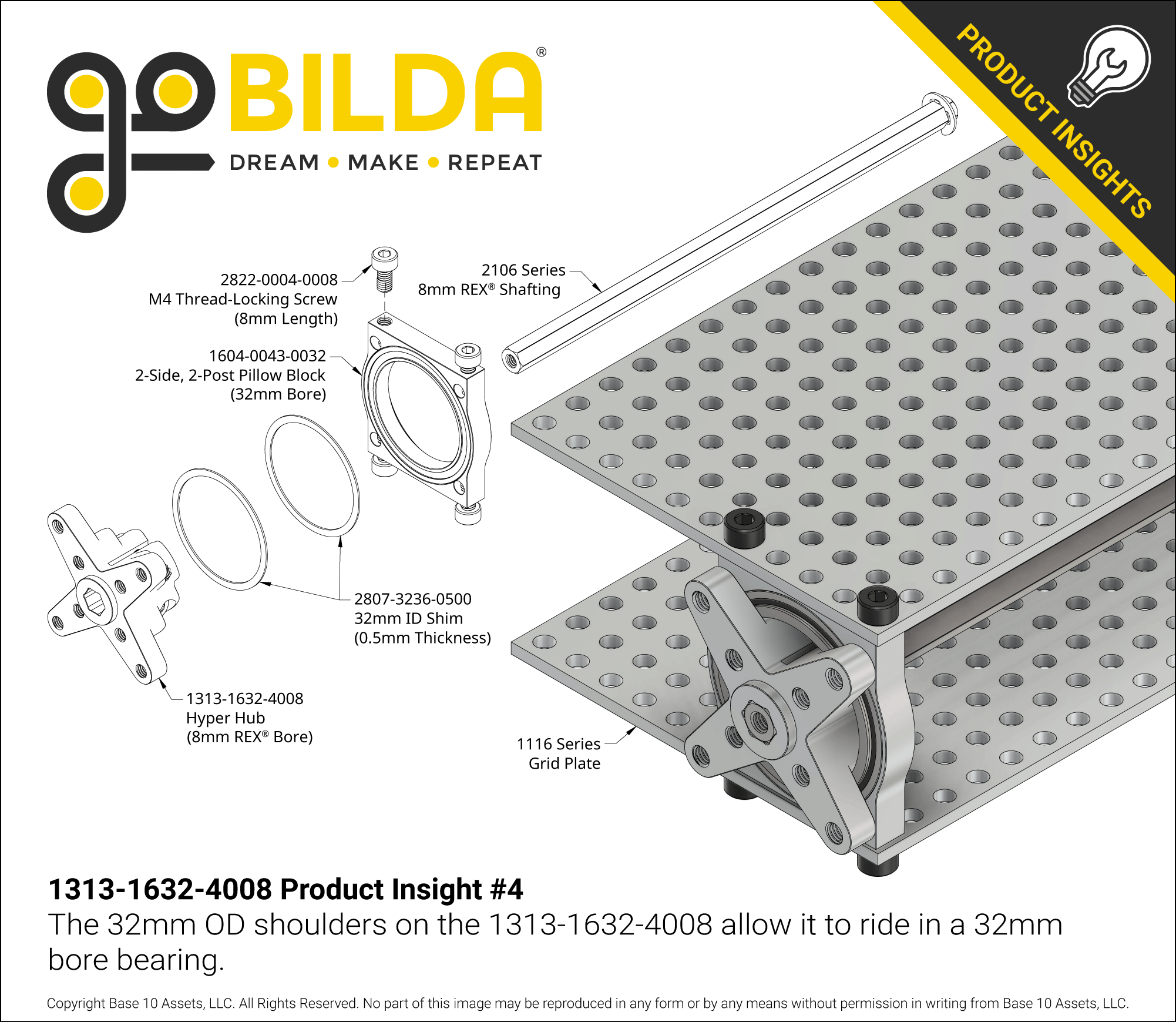 1313 Series Hyper Hub (8mm REX® Bore) - goBILDA®