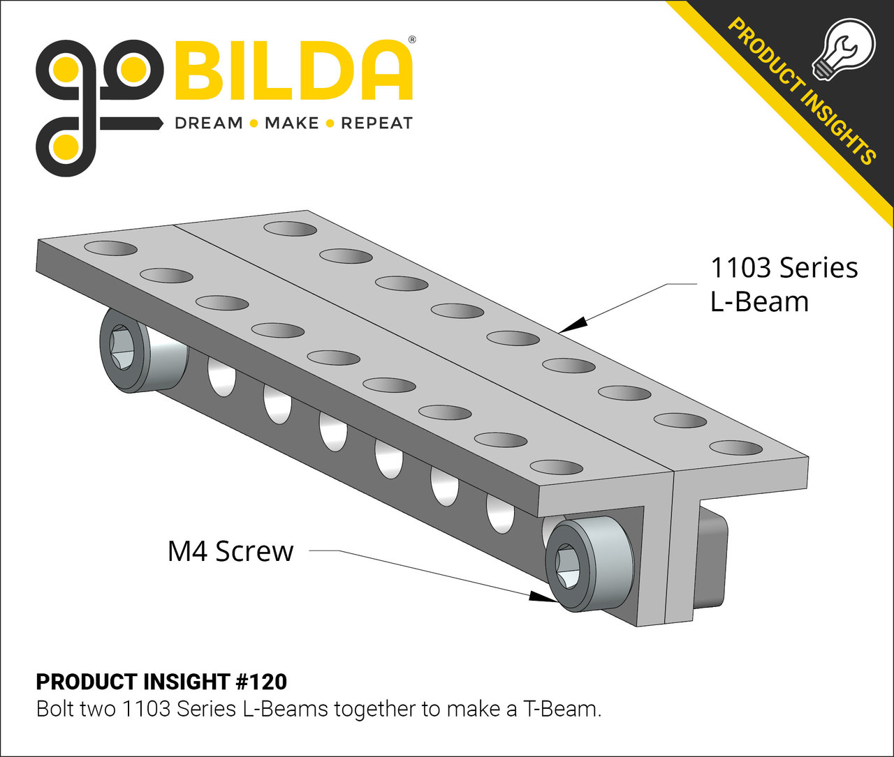 1103 Series L-Beam (15 Hole, 120mm Length) - 2 Pack - goBILDA®