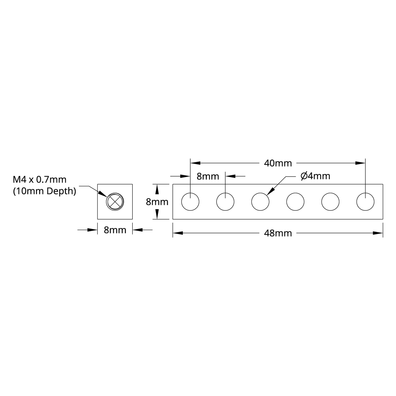 1106 Series Square Beam (6 Hole, 48mm Length) - goBILDA®