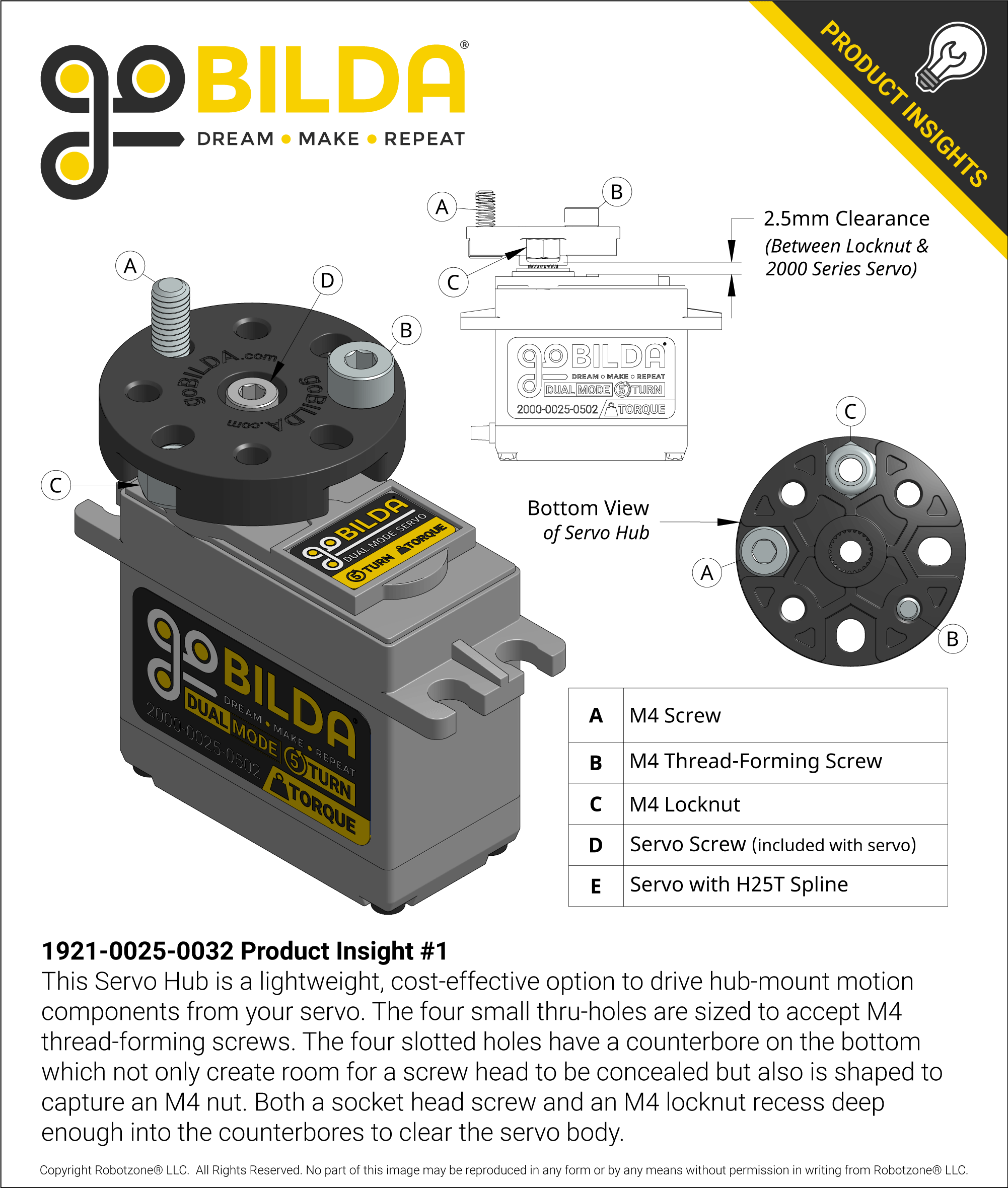 Plastic Servo Hub (H25T Spline, 32mm Diameter) - goBILDA®