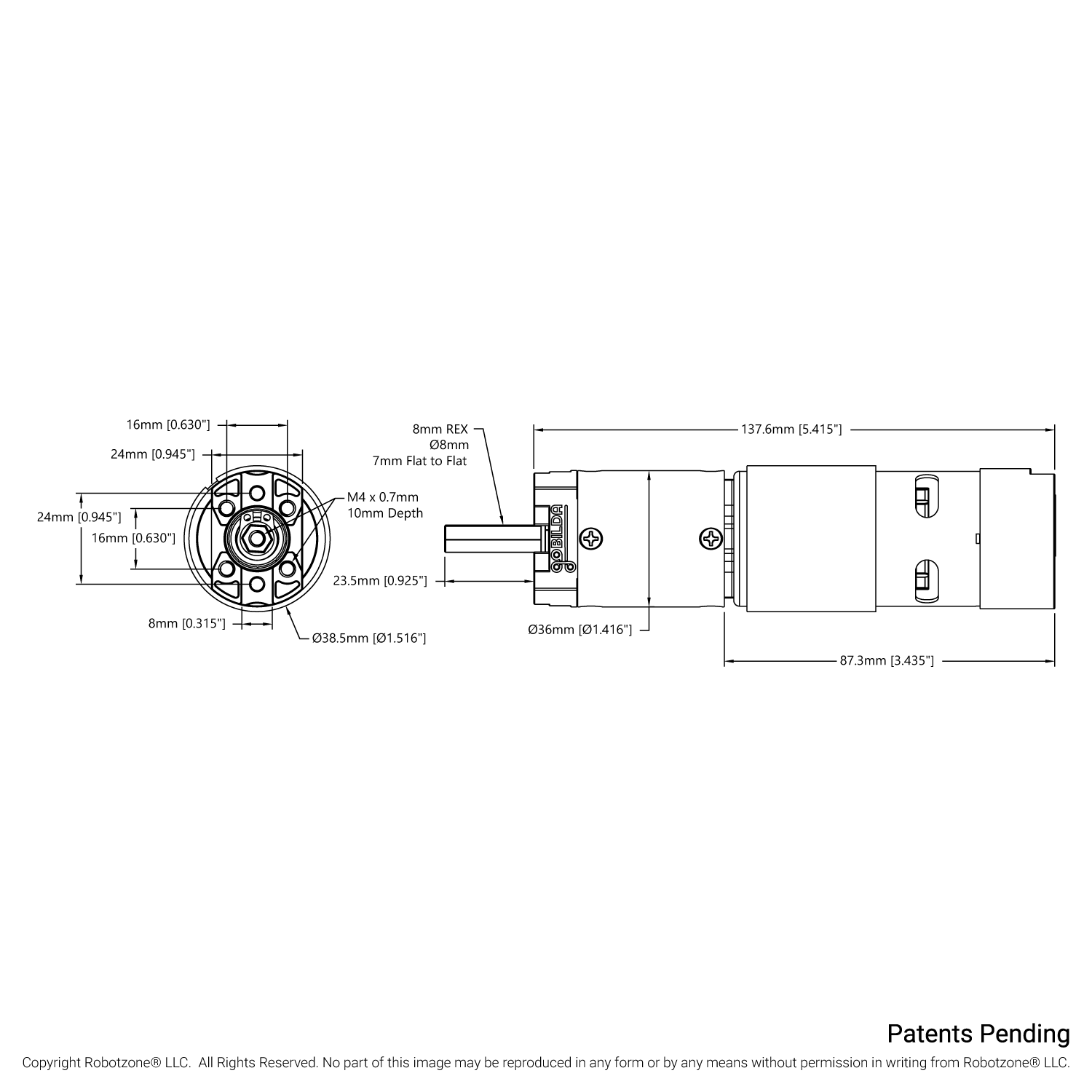 5303 Series Saturn Planetary Gear Motor (50.9:1 Ratio, 24mm Length