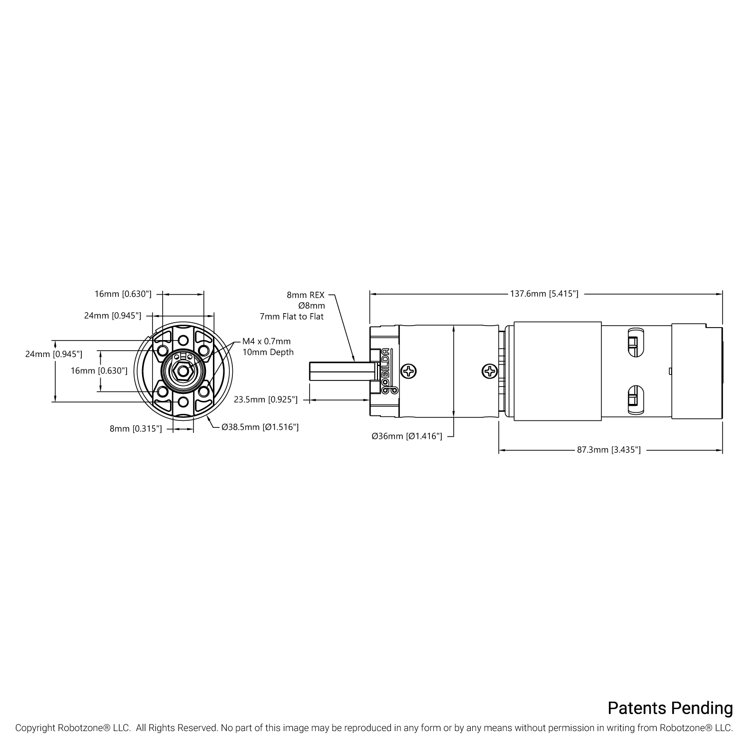 5303 Series Saturn Planetary Gear Motor (71.2:1 Ratio, 24mm Length