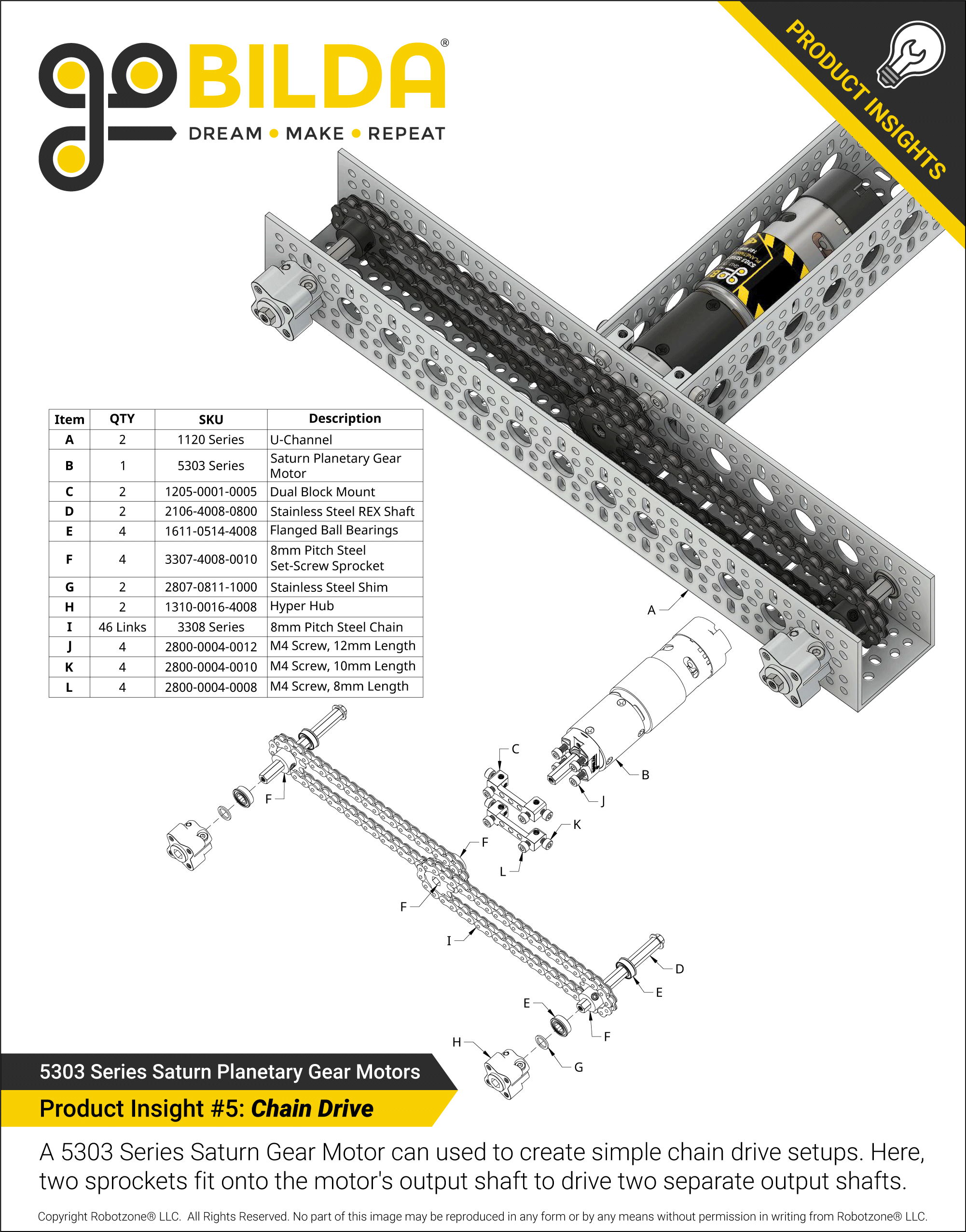 5303 Series Saturn Planetary Gear Motor (188:1 Ratio, 24mm Length 8mm REX™  Shaft, 100 RPM, 3.3 - 5V Encoder)