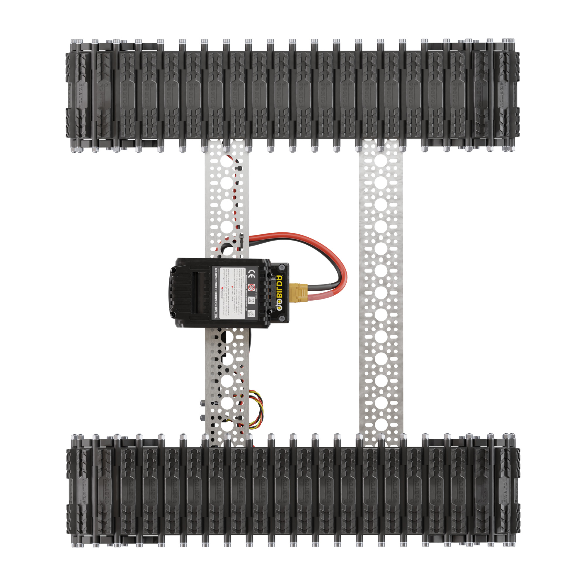 Bravo RC Tank Track Chassis (Rubber Treads) - Top view