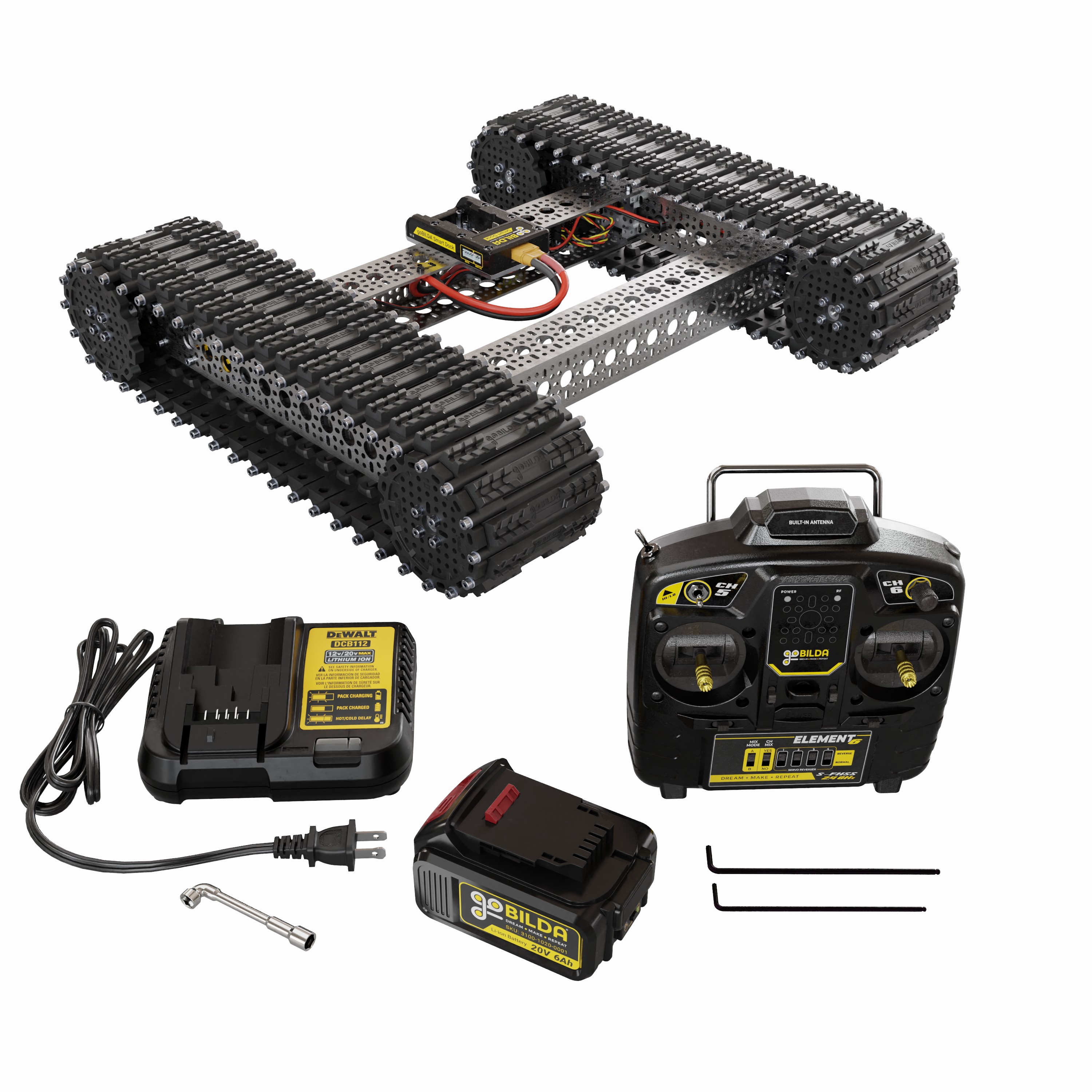 Bravo RC Tank Track Chassis (Rubber Treads) - Kit contents