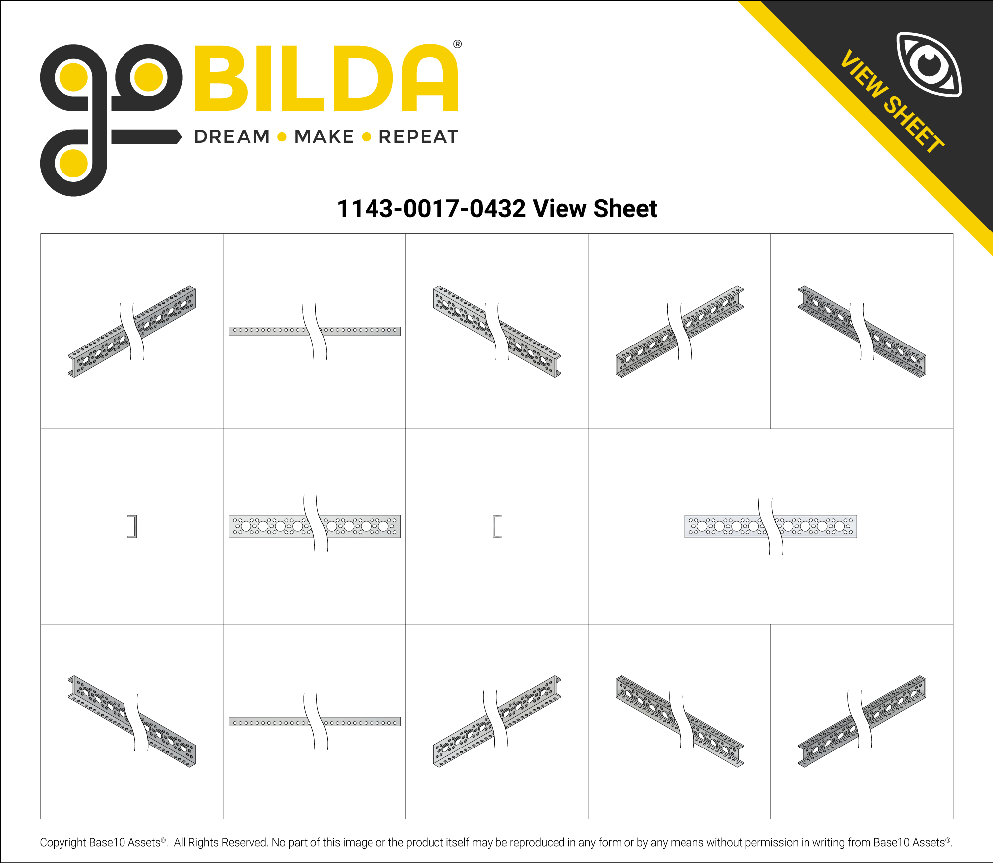 1143 Series Mini Low-Side U-Channel (17 Hole, 432mm Length