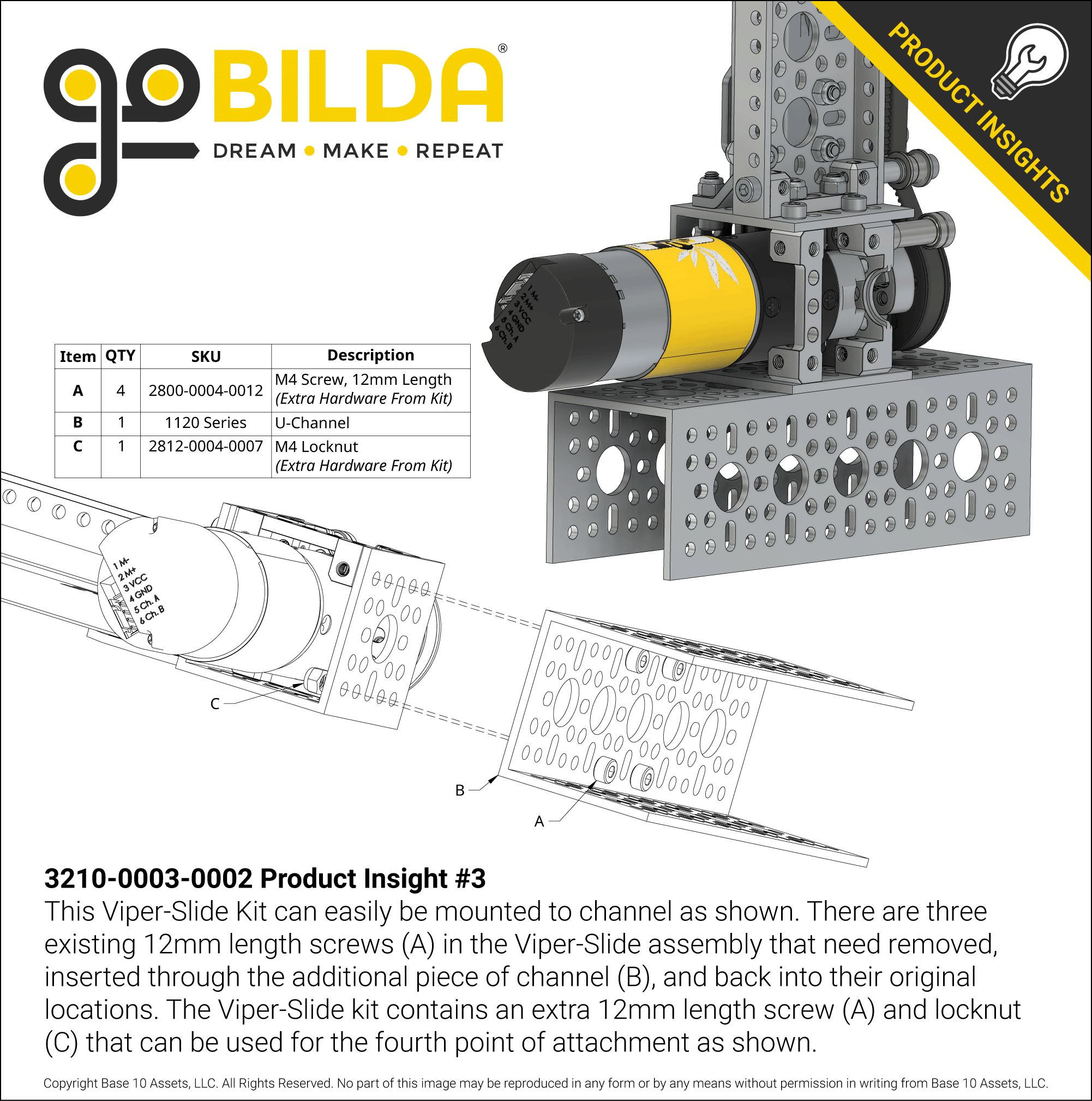 2 Stage Viper-Slide Kit (Belt-Driven, 336mm Slides) - goBILDA®