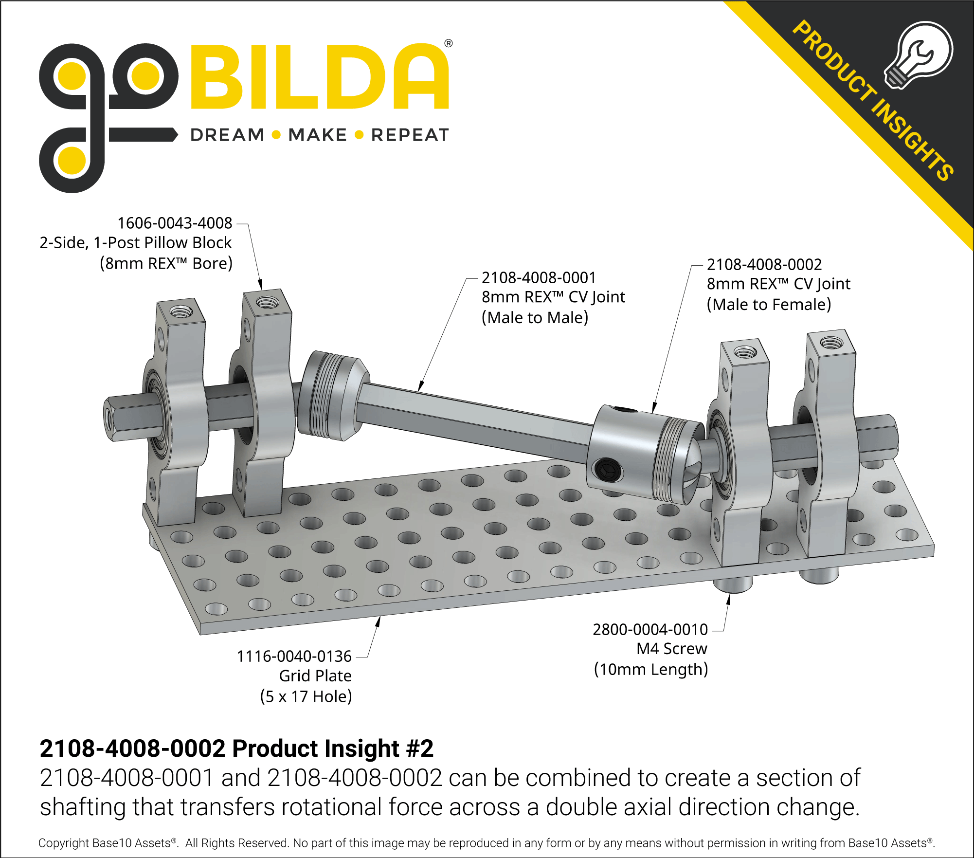 8mm REX® CV Joint (Male to Female) - goBILDA®