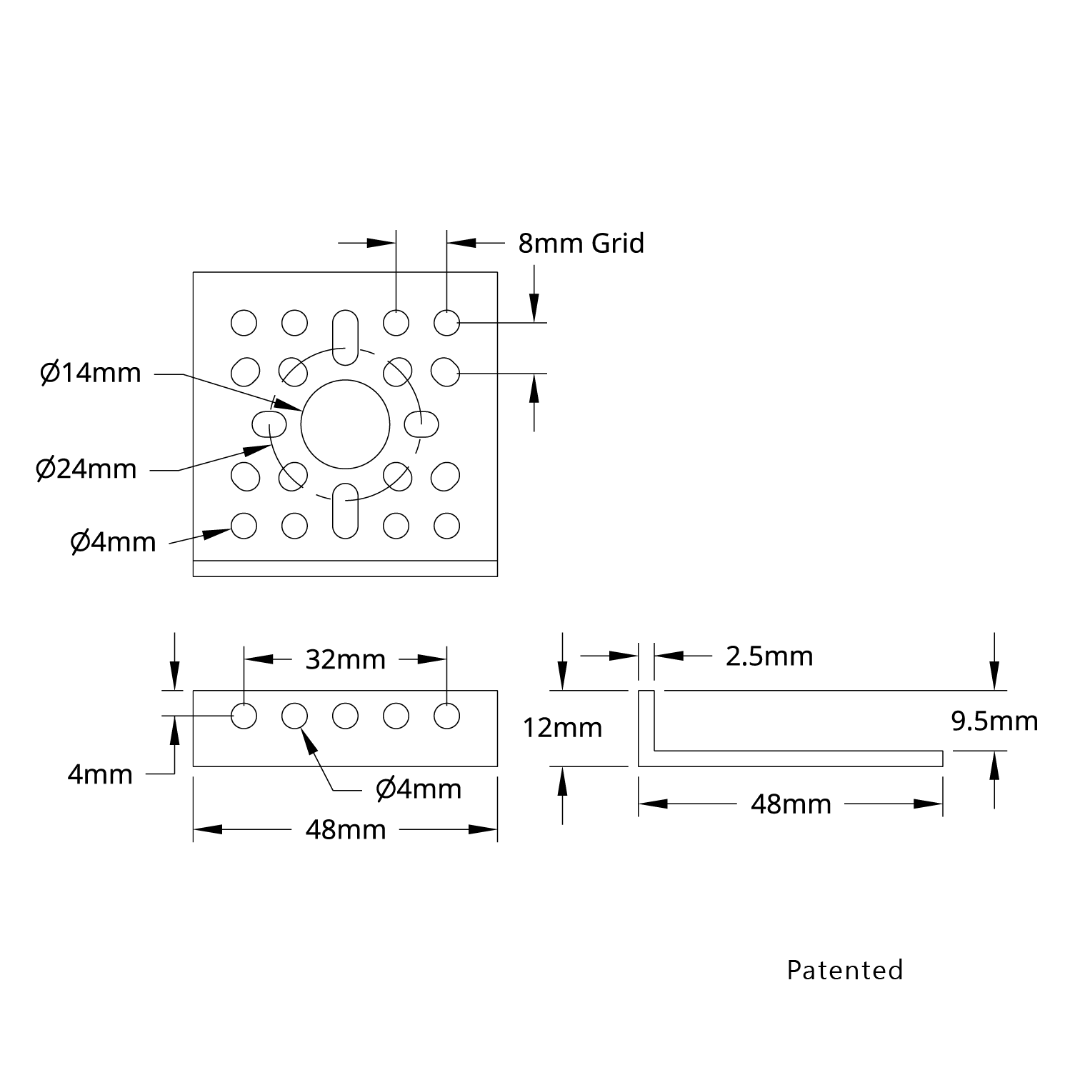 1112 Series Low-Side L-Channel (1 Hole, 48mm Length) - goBILDA®