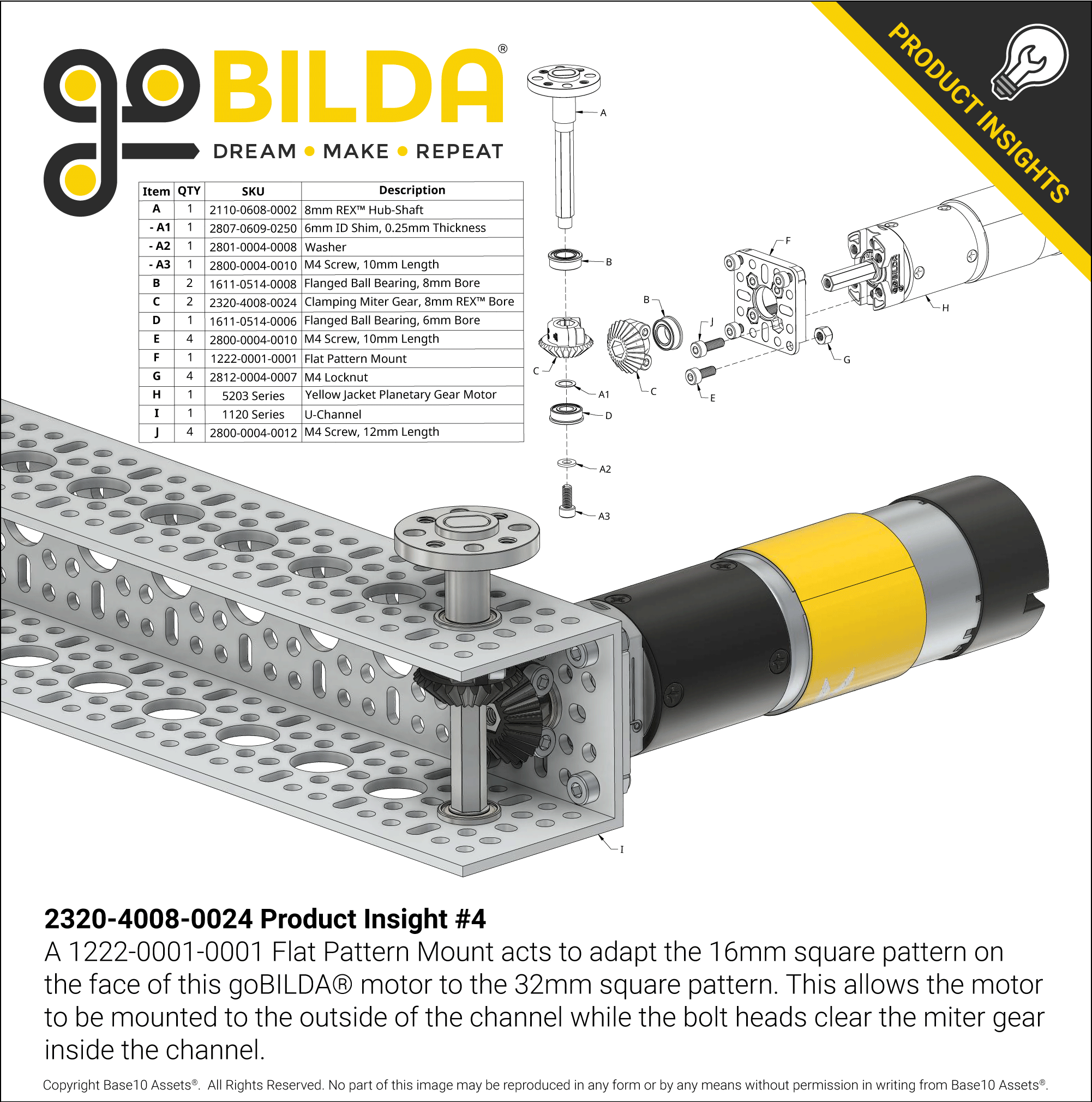 Clamping Steel Miter Gear (8mm REX® Bore, 24 Tooth, MOD 1) - goBILDA®