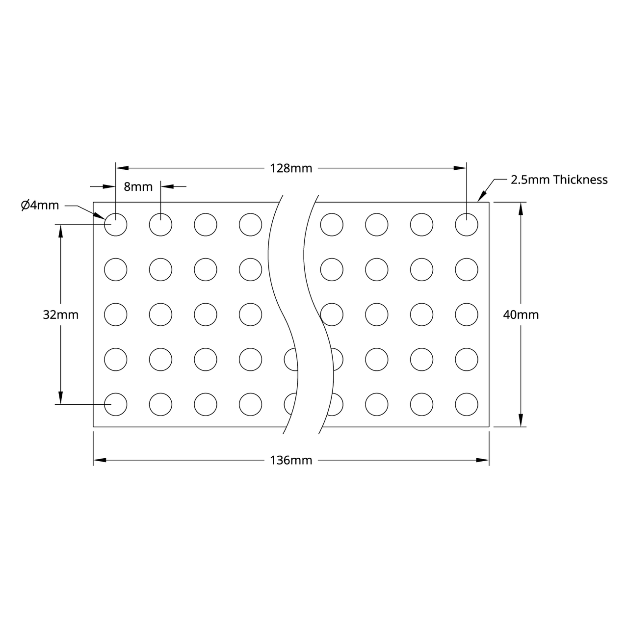 マントルピース 1116 Series Grid Plate (5 x 17 Hole, 40 x 136mm) - goBILDA®