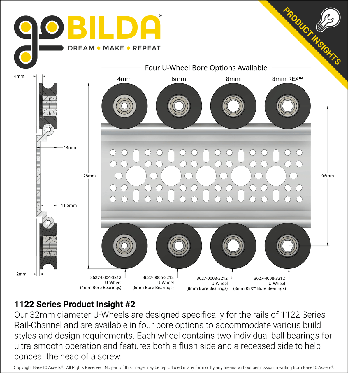 1122 Series Rail-Channel (21 Hole, 528mm Length) - goBILDA®