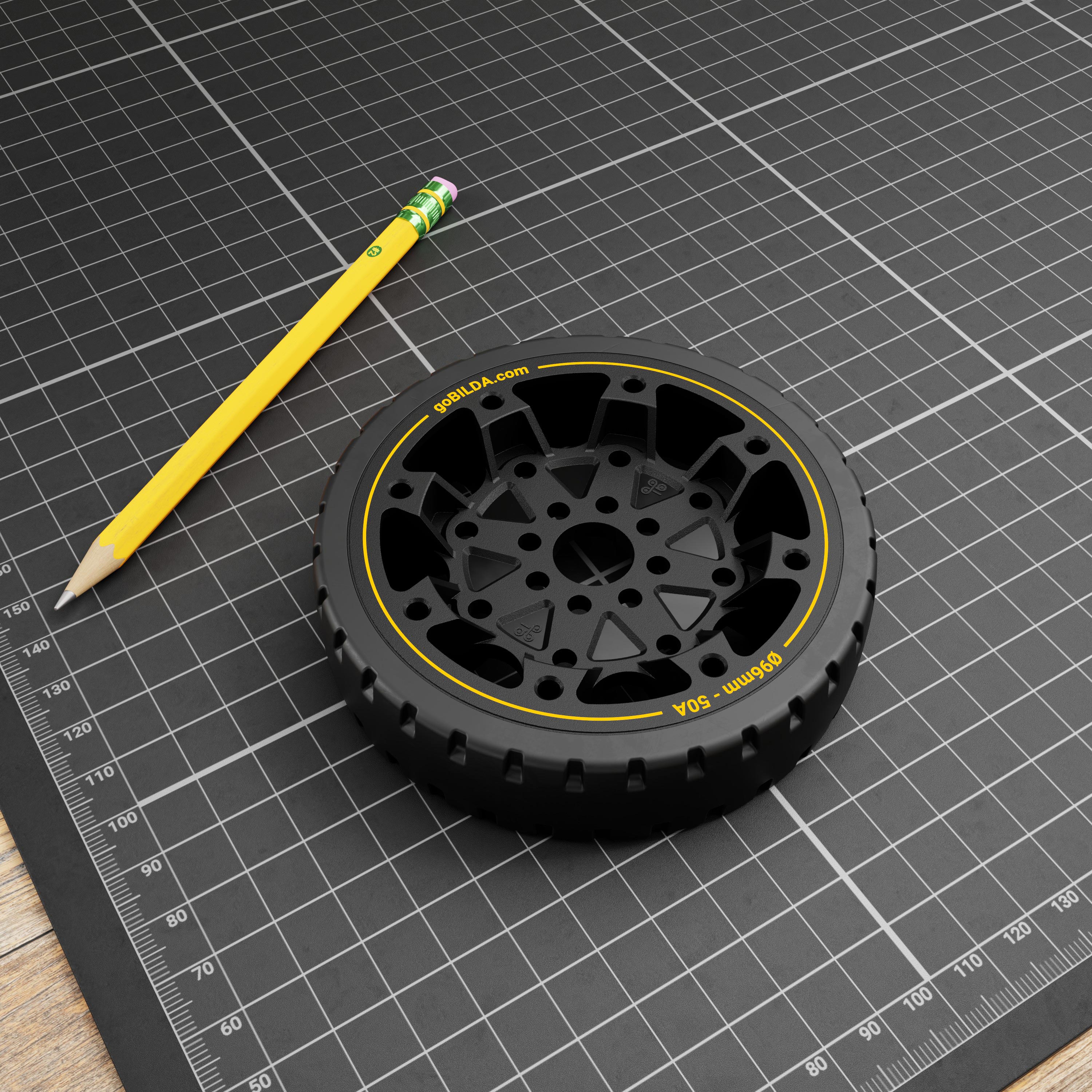 Hogback Traction Wheel (96mm Diameter, 50A Durometer) - goBILDA®